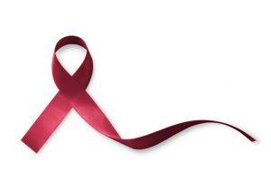 Burgundy ribbon for multiple myeloma cancer and Sickle-Cell Anemia awareness