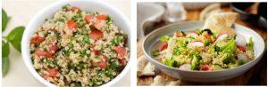 plates of tabbouleh and fattoush salads